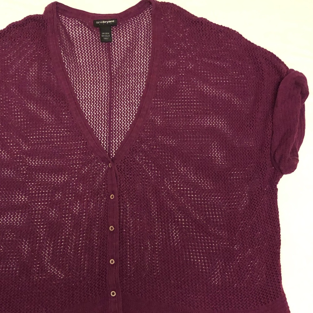 Lane Bryant open knit/crochet button up 26/28